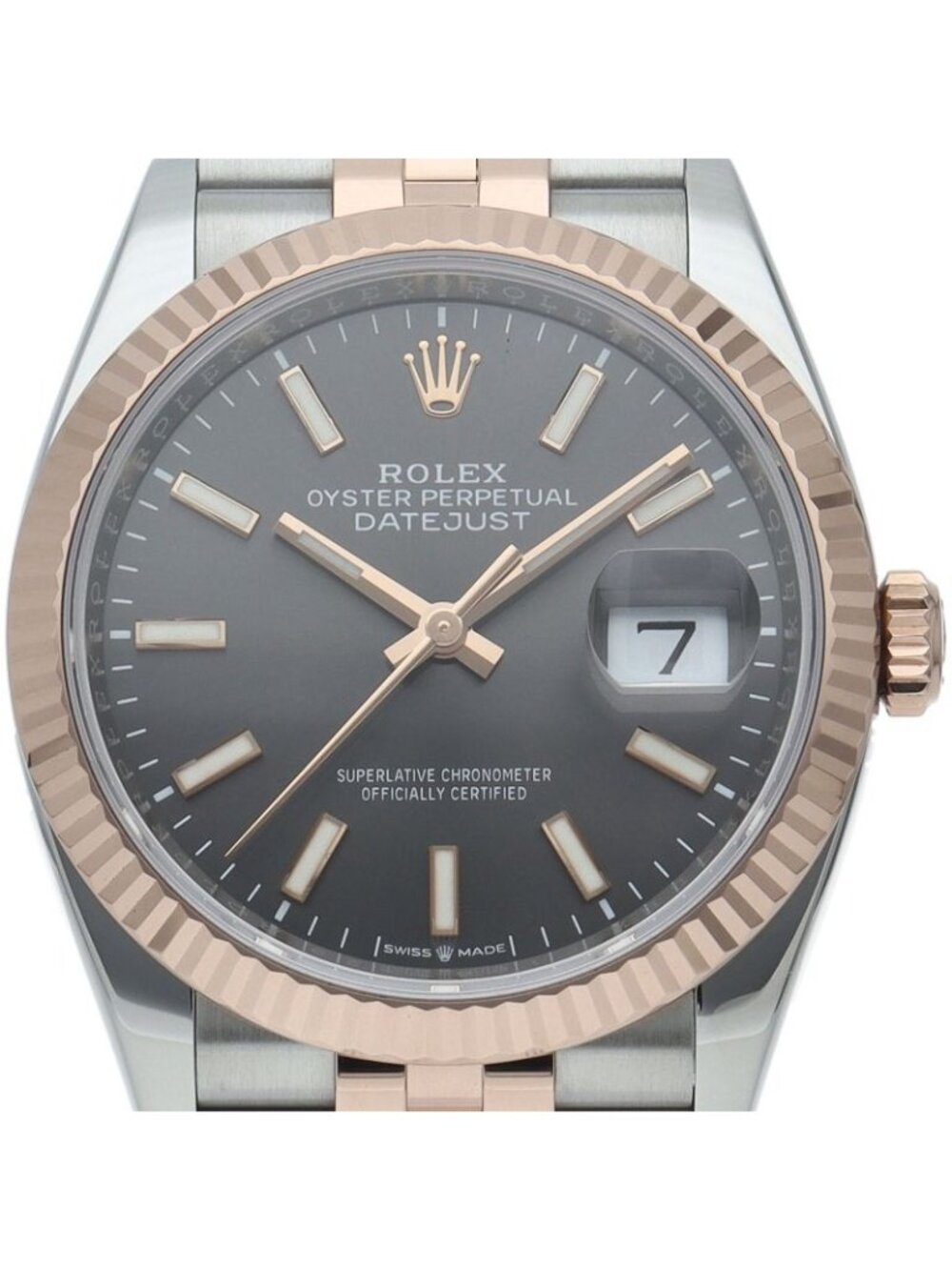 Rolex Datejust 36 Watch Jubilee Slate 18k Pink Gold SS Gray